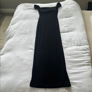 SKIMS Black and White Sheath Maxi Dress Square Neck Cocktail